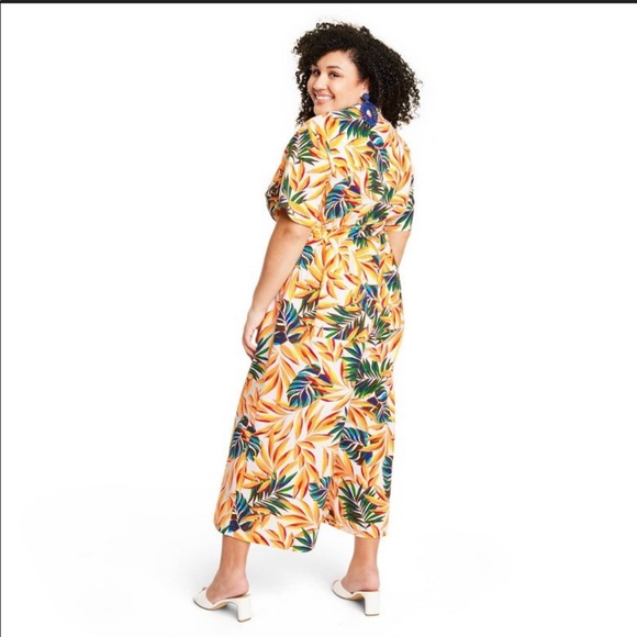 Tabitha Brown Plus Size Tropical Print Tie-Front Jumpsuit - Picture 2 of 3